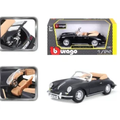 Porsche 356B Cabriolet - 1961 - Svart - Bburago - 1:24
