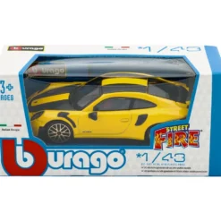Porsche 911 (997) GT2 RS - Gul / Svart - Bburago - 11 cm