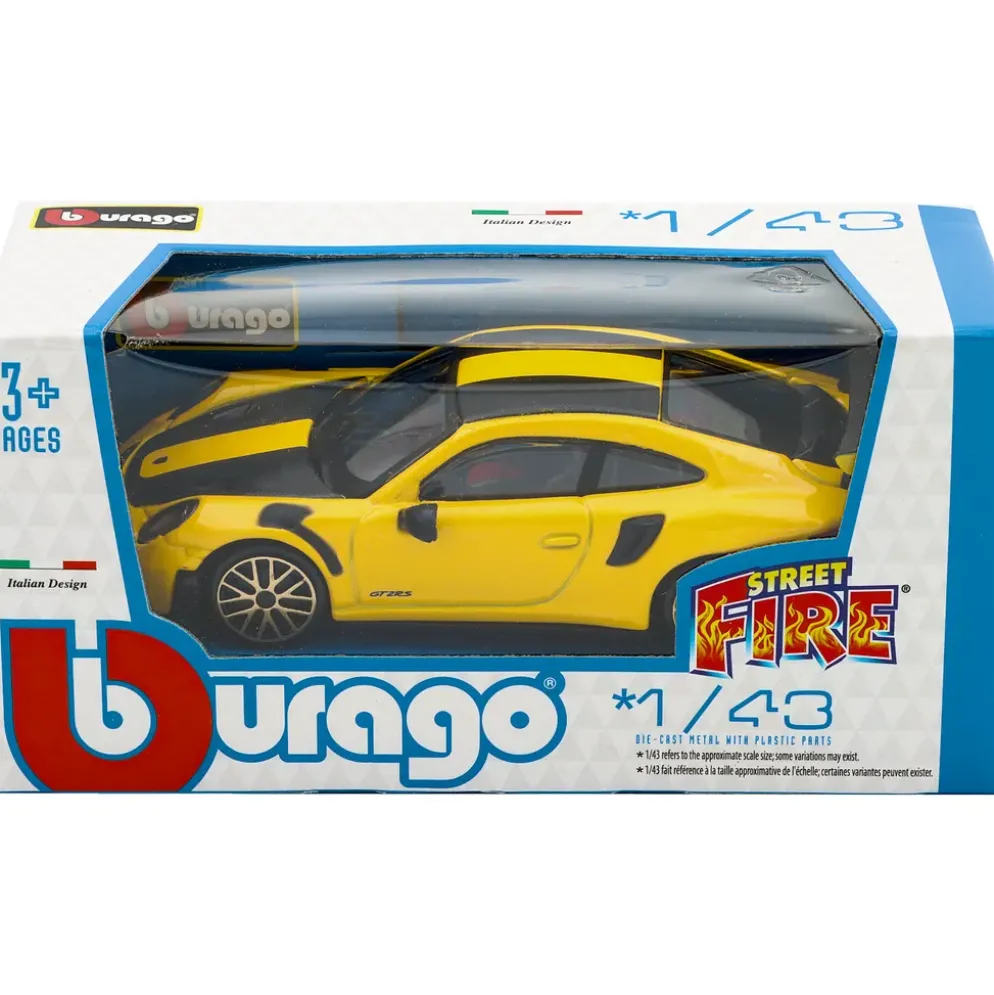 Porsche 911 (997) GT2 RS - Gul / Svart - Bburago - 11 cm