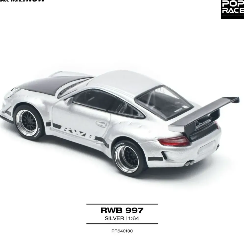Porsche 997 RWB - Silver - Pop Race - 1:64
