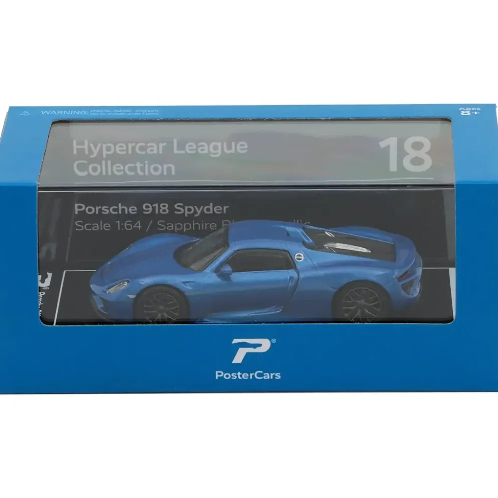Porsche 918 Spyder - Blå - PosterCars - 1:64