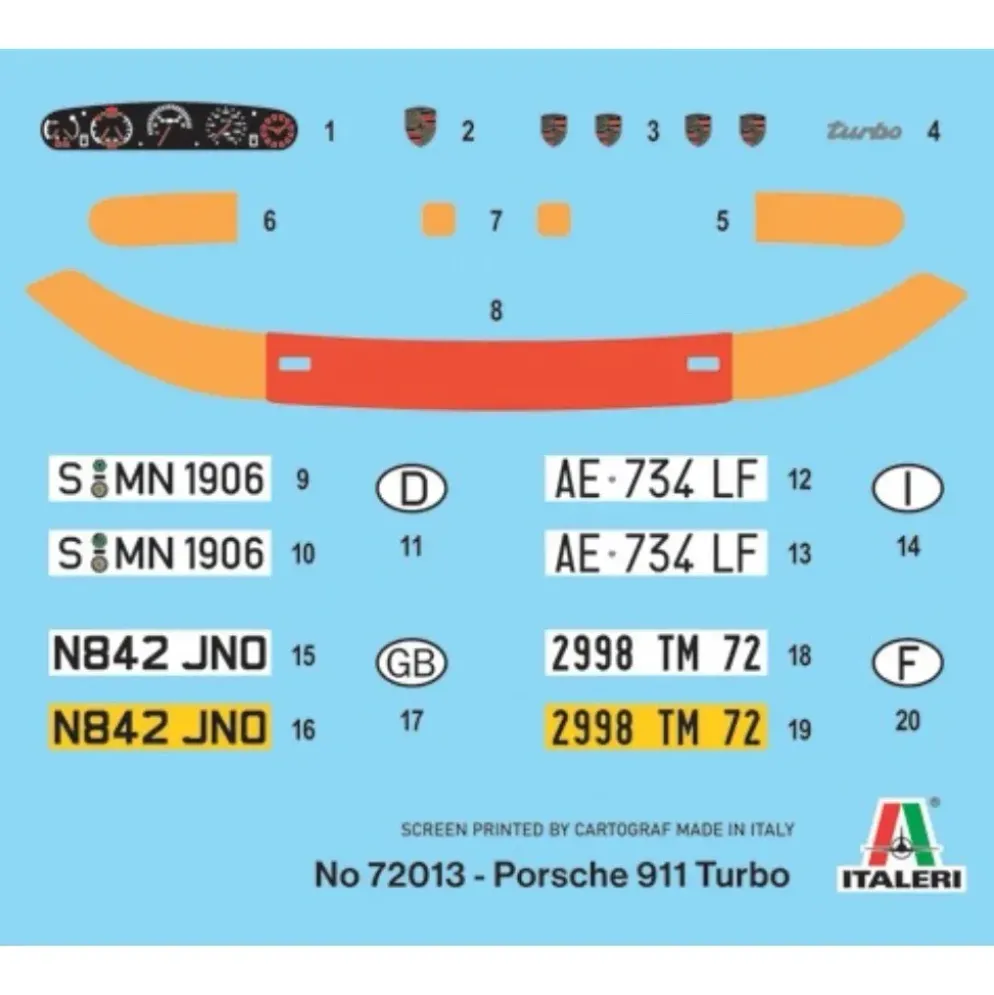 Porsche 911 Turbo - Komplett Byggset 72013 - Italeri - 1:24