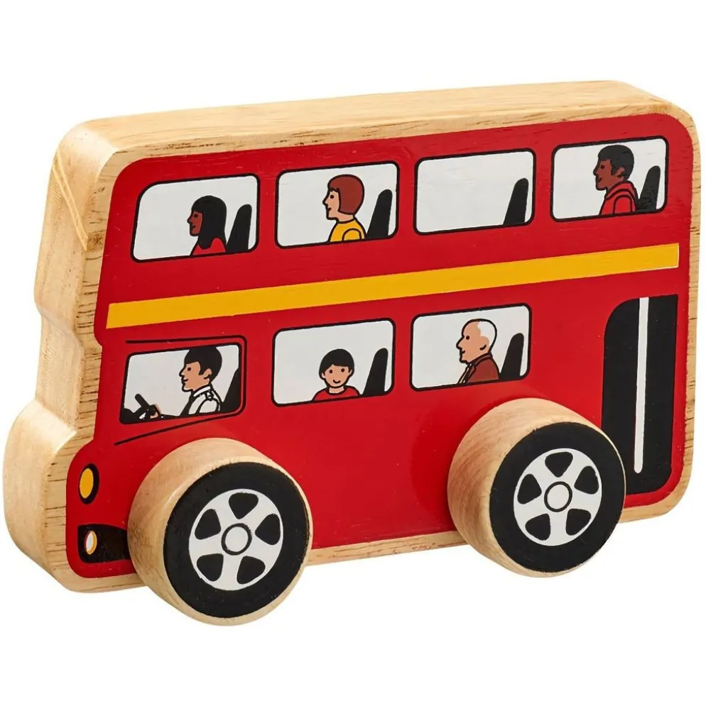 Röd buss i trä från Lanka Kade