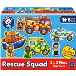 Rescue Squad - 3 st Pussel Utryckningsfordon - Orchard Toys