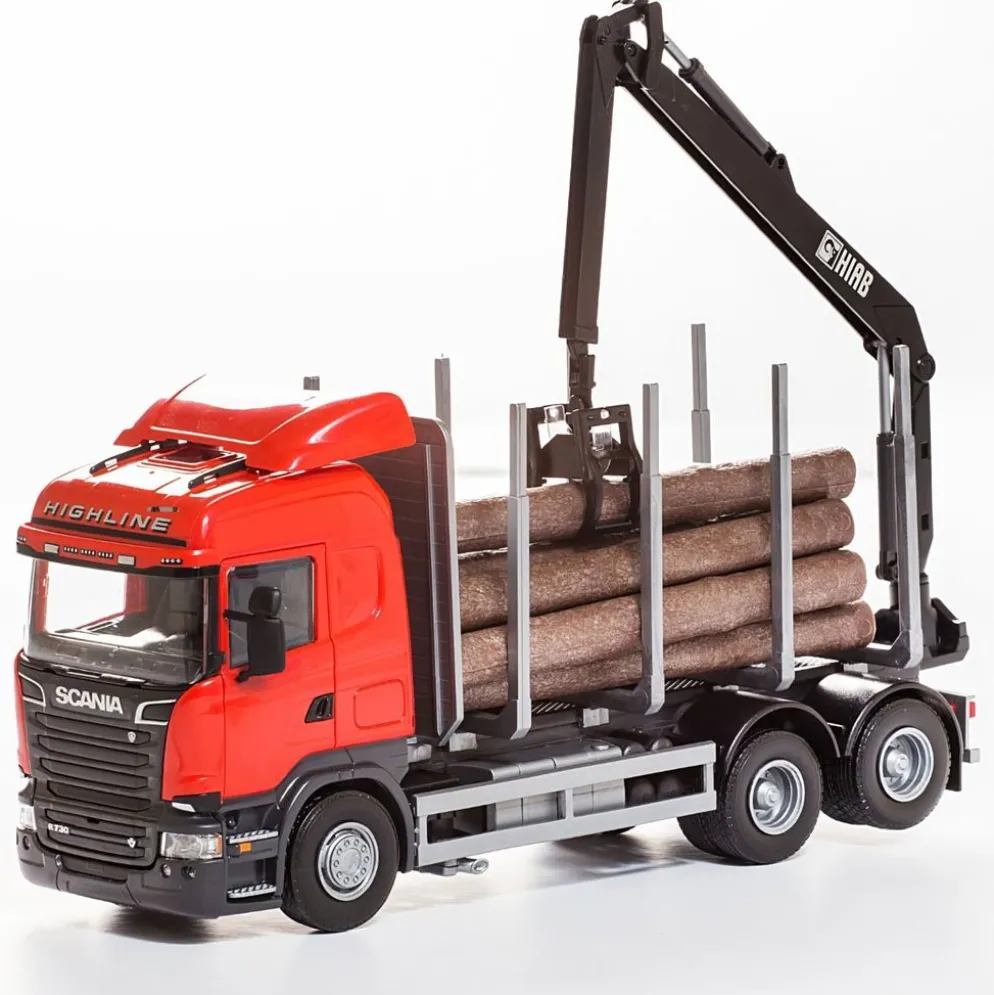 Scania - Timmerbil med kran - Röd - EMEK - 33 cm