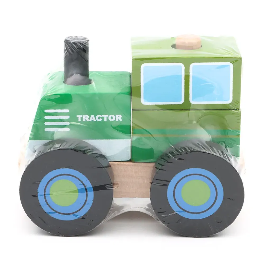 Stapelbar traktor i trä - Grön - Small Foot