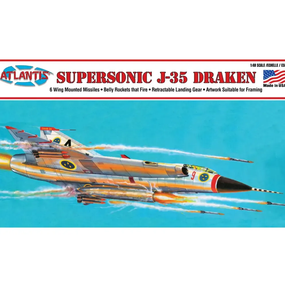 Supersonic J-35 Draken - Plastbyggmodell - L570 - Atlantis - 1:48