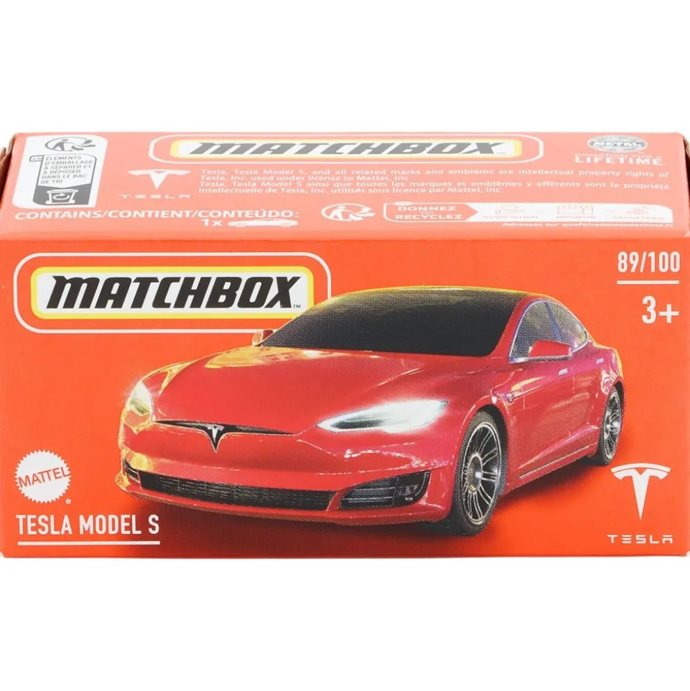 Tesla Model S - Röd - Power Grab - Matchbox