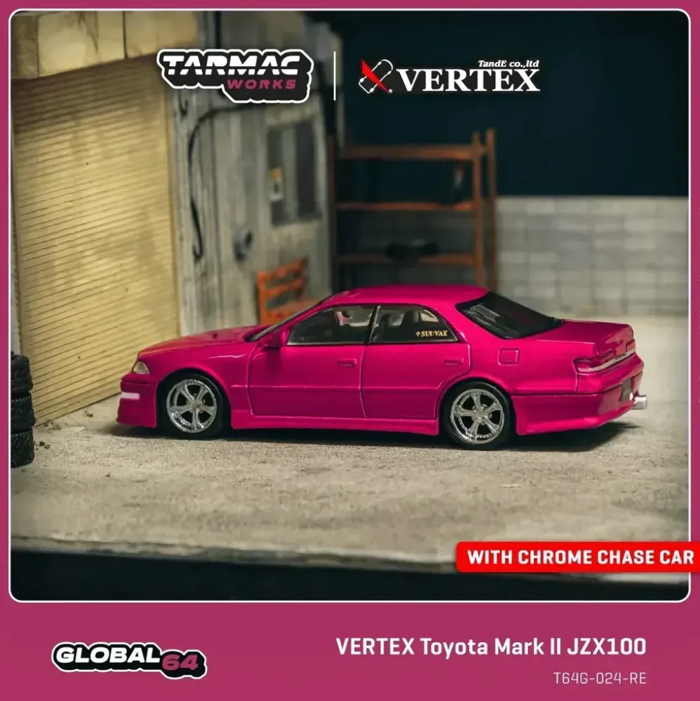 Toyota Mark II JZX100 Vertex - Rosaröd - Tarmac Works - 1:64