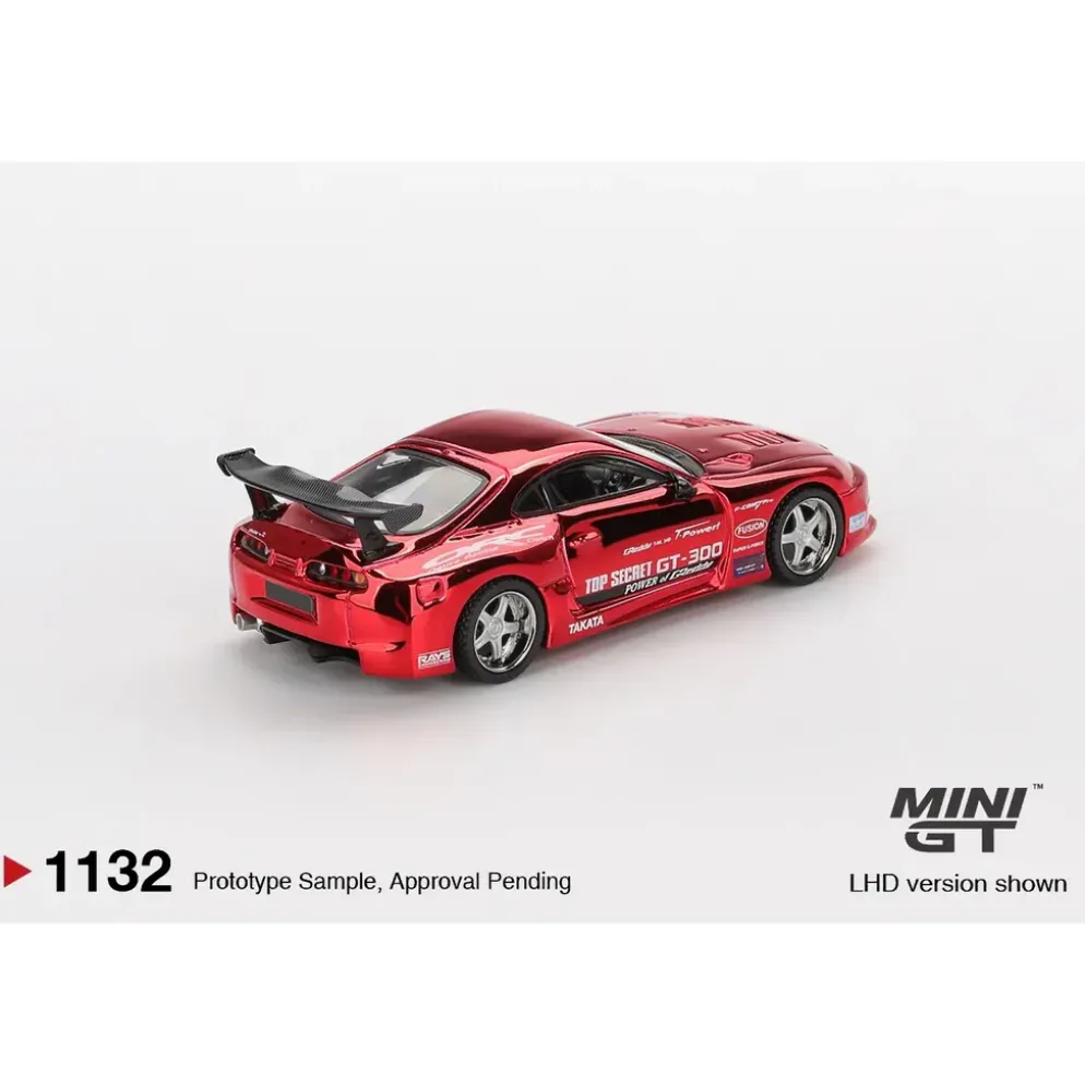 Toyota Supra (A80) Top Secret GT-300 Top Secret Red Chrome - Röd - LHD - 1132 - Mini GT - 1:64