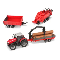 Traktor med tillbehör - Massey Ferguson 8740S - Bburago - 10 cm
