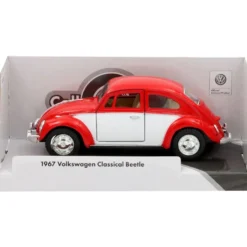 1967 Volkswagen Classical Beetle - Röd/Vit - Kinsmart - 1:36