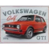 Volkswagen Golf GTI 1976 - Röd - Plåtskylt - 40x30 cm