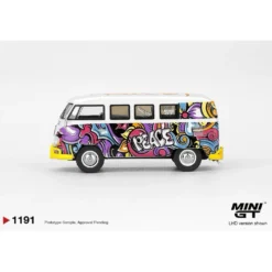 Volkswagen T1 Microbus Mizu Design - Vit / Lila - 1191 - Mini GT - 1:64