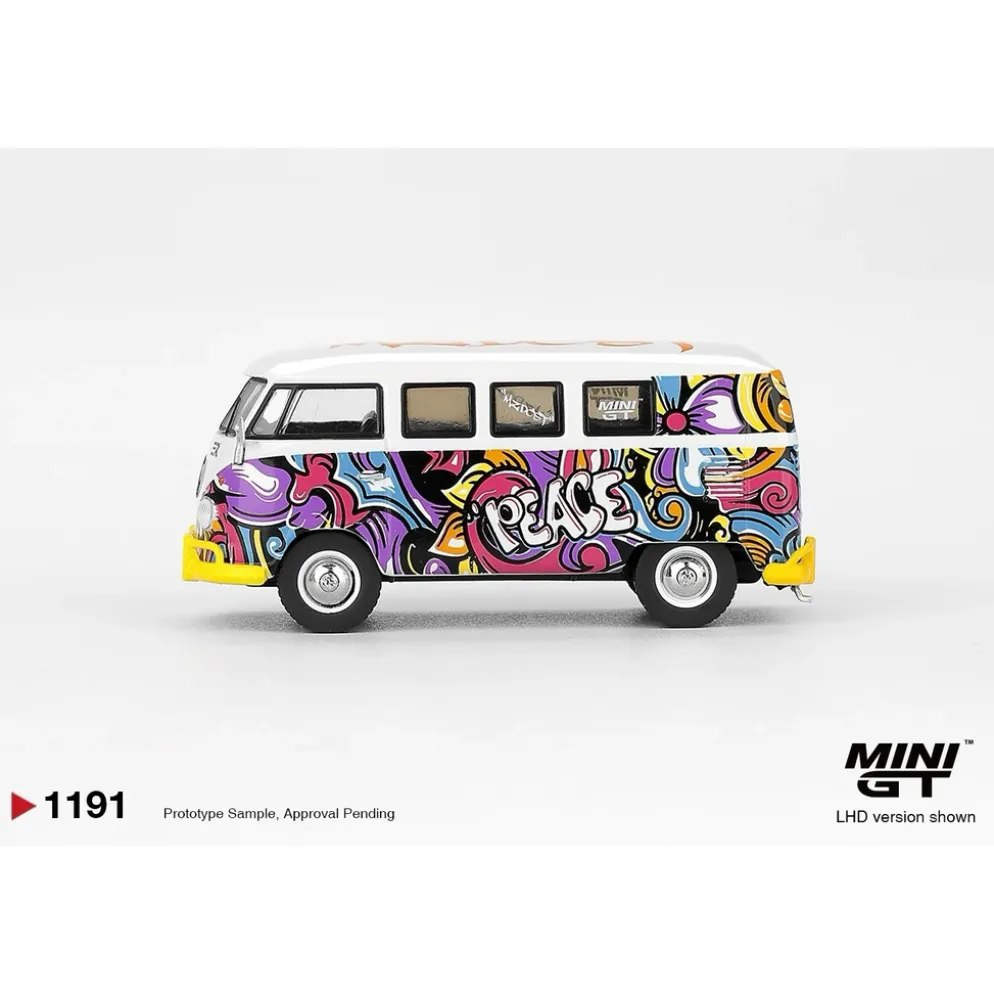 Volkswagen T1 Microbus Mizu Design - Vit / Lila - 1191 - Mini GT - 1:64