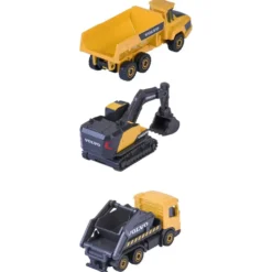 Volvo arbetsfordon - Grävmaskin, dumper, containerbil - Majorette Construction