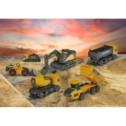 Volvo arbetsfordon - Grävmaskin, dumper, containerbil - Majorette Construction