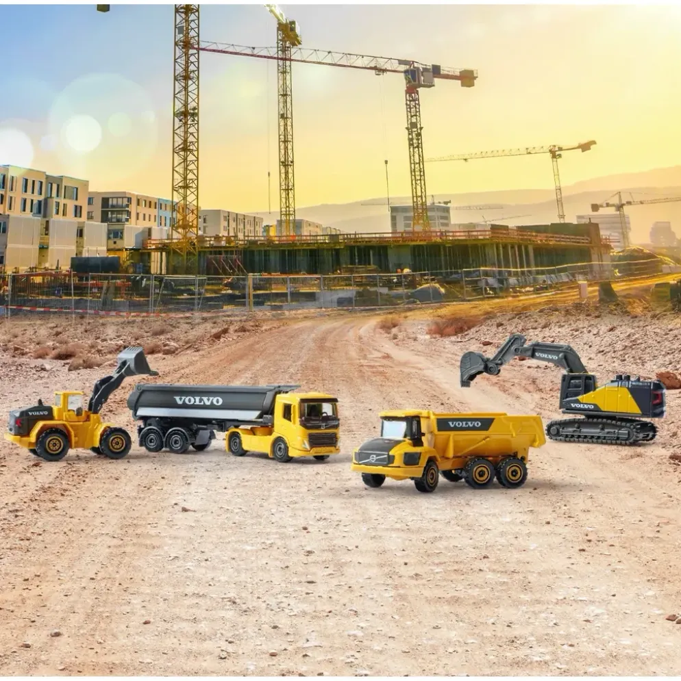 Volvo Construction - 4-pack med leksaksbilar - Majorette