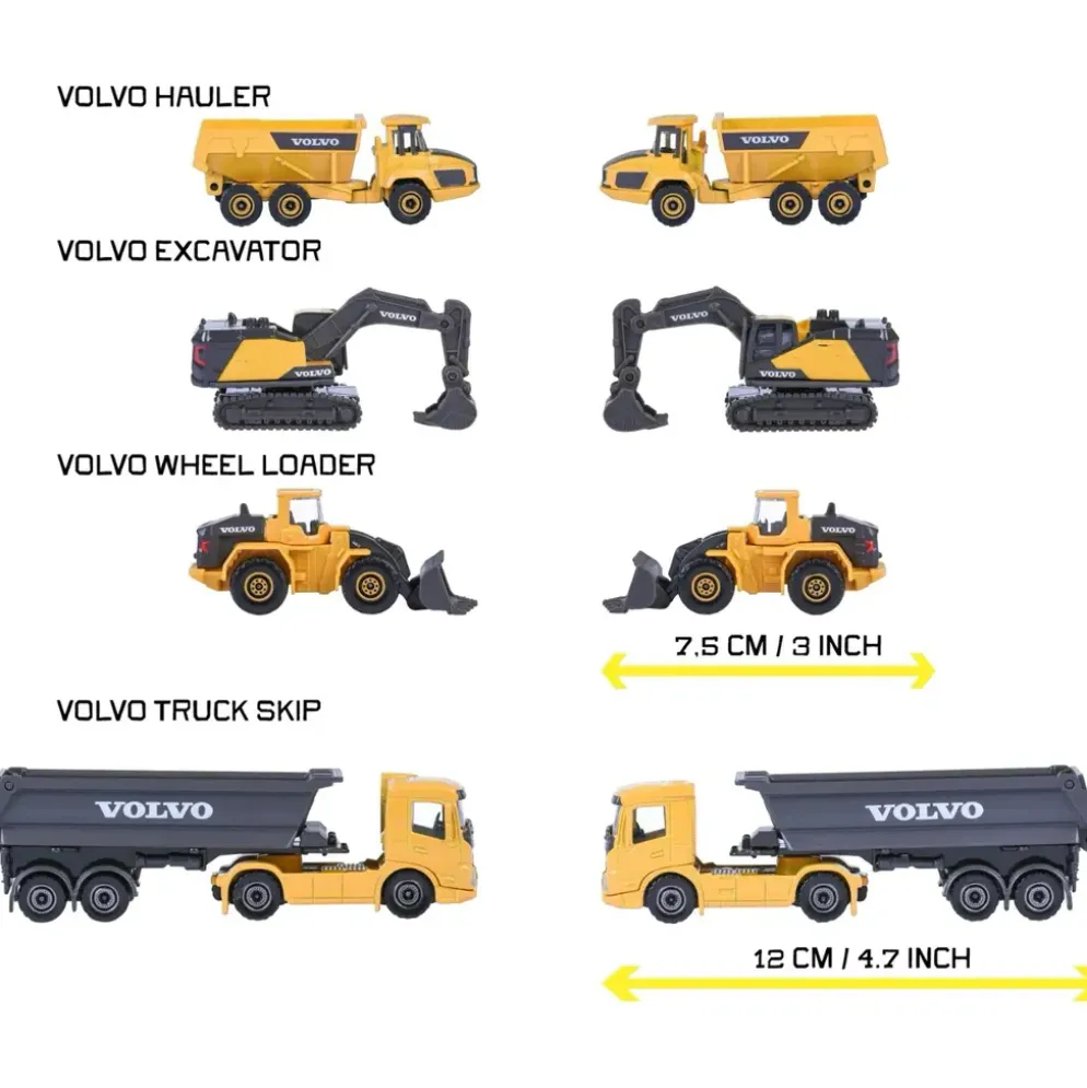 Volvo Construction - 4-pack med leksaksbilar - Majorette