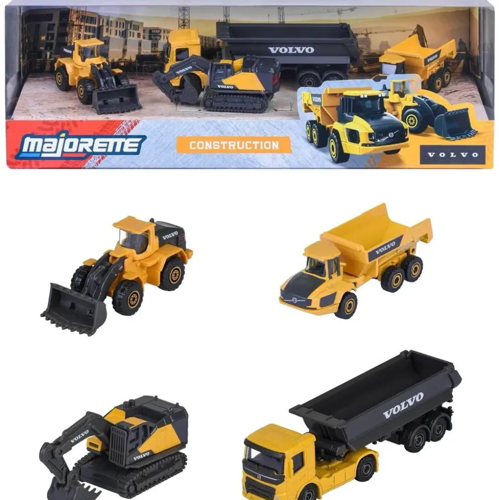 Volvo Construction - 4-pack med leksaksbilar - Majorette