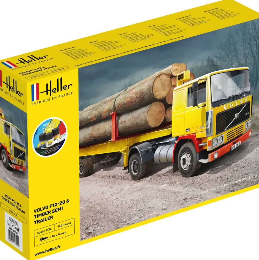 Volvo F12-20 Globetrotter med Timmertrailer - Heller - 1:32