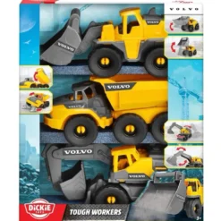 Volvo Grävare Hjullastare Dumper Tough Workers - Dickie Toys