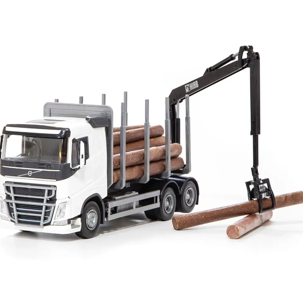 Volvo - Timmerbil med kran - Vit - EMEK - 33 cm