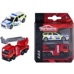 Volvo V90 polisbil + MAN brandbil - 2-pack - SOS - Majorette